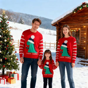 Pull de Noël pour femmes et enfants - Pull tricoté en polyester et rayonne anti-boulochage avec motif de personnage pour l'hiver - Product Image 1