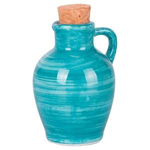 Bocal à huile MASSERIA en forme d'amphore cylindrique avec couvercle 500ml, incassable, résistant aux fuites, en céramique et en liège - Product Image 2