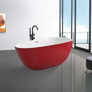 गर्म बिक्री परियोजनाओं स्नान आधुनिक कस्टम लाल धोने फ्रीस्टैंडिंग स्नान टब