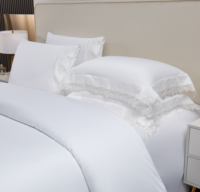Ensemble de literie en dentelle blanche pure, tissu soyeux et lisse, housse de couette, drap, taies d'oreiller, ensemble quatre pièces pour la maison, l'hôtel, la chambre à coucher