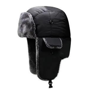 Chapéu estilo bomber ushanka, chapéu unissex de malha para inverno, chapéu russo