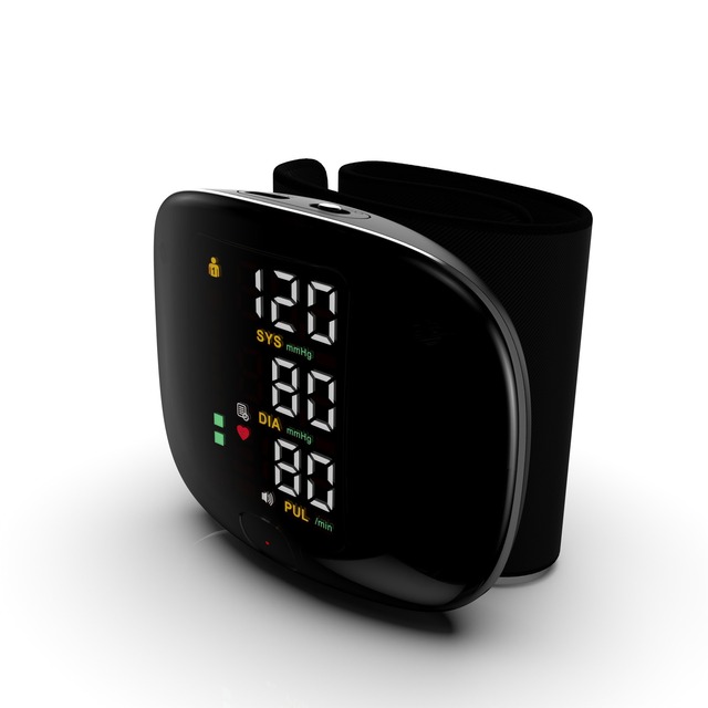 Factory Hot Sales LCD Display Easy Measurement Automatic Medical Electronic Wrist Digital BP Monitor Blood Pressure Black