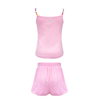 Meisjes roze geribbelde 2-delige outfit zomer cami top shorts set kinder kersen charme kralenband kinderkleding set ODM