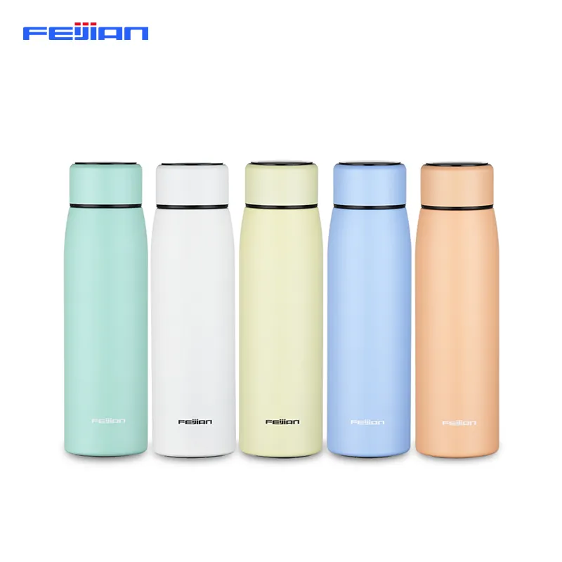 FEIJIAN 380ml high quality double Wall Insulated Custom vacuum flask show temperature smart water bottle