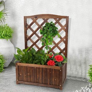 Hochbeet aus Holz 23x13x34 Zoll Erhöhter Pflanzkasten mit Rankgitter für Gemüse, Kräuter, Bäume und Blumen im Außenbereich - Product Image 2