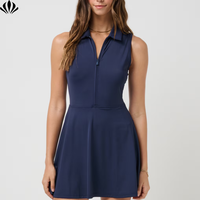 Combinaison de tennis de golf coupe ajustée pour femmes, robe polo à col rabattable avec fermeture à glissière sur le devant