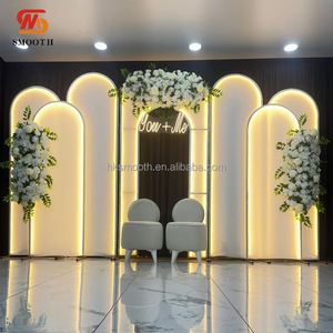 SMOOTH Handmade Wedding Banquet <b>Hall</b> LED Backdrop Arch Stand with 7-8ft Height Metal Iron Warm <b>Light</b> for Event Stage Decoration - Product Image 5