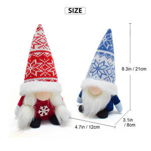 21 cm Weihnachts-Gnom im Schwedischen Nordischen Stil, Rot-Blau mit Schneeflocken, Gestrickte Navidad Noel Puppe, Kleine Weihnachts-Gnome Plüsch - Product Image 2