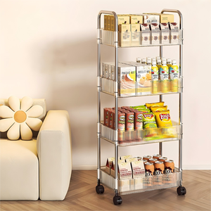 3/4-Tier Rollende Utility Cart Met Handvat Multifunctionele Opslag <span class=keywords><strong>Trolley</strong></span> Voor Woonkamer Beweegbare Opslag Organizer Met Wielen - Product Image 1
