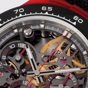 <span class=keywords><strong>Montre</strong></span> pour homme haut de gamme personnalisée en fibre de carbone rouge, squelette, multi-cadrans, mouvement automatique 4130, bracelet en nylon noir - Product Image 4