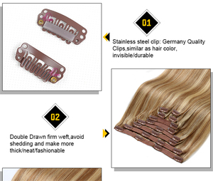 <span class=keywords><strong>Clip</strong></span> en gros vrais extensions de cheveux humains de haute qualité naturelle sans couture <span class=keywords><strong>Clip</strong></span> dans l'<span class=keywords><strong>extension</strong></span> de cheveux bruts - Product Image 6