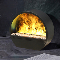 Cheminée électrique circulaire 3D à sept couleurs de style européen à commande vocale avec télécommande pour la décoration de la maison