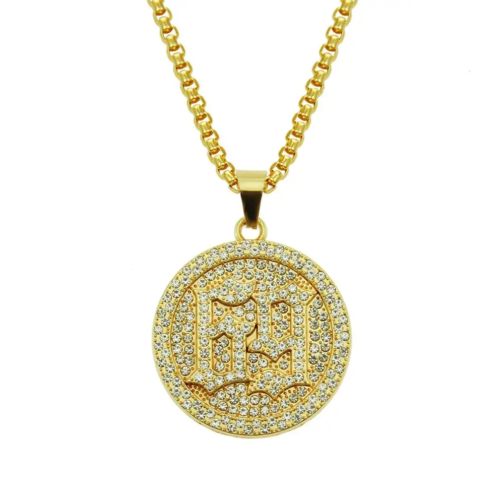 Men Hip Hop Ice Out Bling Round 69 Rapper Pendant Necklaces Pave Setting Rhinestone Fashion 69 Necklace Jewelry Gifts Necklaces