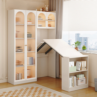 Bureau d'ordinateur moderne en bois massif avec bibliothèque intégrée pliable pour petit appartement, coin d'étude/d'écriture, bureau et usage domestique