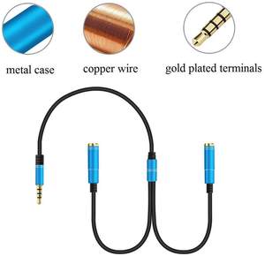 Earphone Stereo Aux 3.5mm pria ke 2 wanita, kabel Stereo 3.5mm - Product Image 3