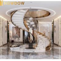 KNOWDOW Escalier en colimaçon duplex d'intérieur minimaliste industriel de luxe et kits d'escalier modulaire avec bandes de roulement en bois