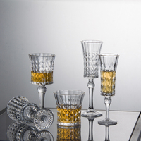 Verres à Eau Personnalisés Vintage en Diamant Gaufré, Flûtes à Champagne, Verres à Pied, Set de Verres à Vin Rouge en Cristal