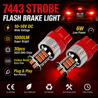 G-VIEW Nouvelles ampoules LED clignotantes de frein et de feux arrière Super Red Alert Flash Strobe 18V 1000lm, ajustement universel 7443 7440