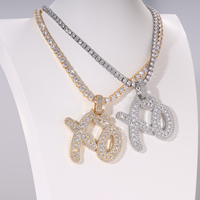 2025 nueva llegada XO colgante 5A circón letra colgante Hip Hop racimo abrazos besos XO encanto collar rapero joyería