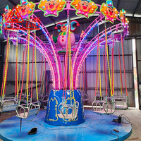 Attractions de fête foraine : Petite chaise volante Lotus, mini chaise volante rotative, manèges de parc d'attractions, jeux pour enfants