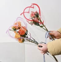 Sacchetto Trasparente a Forma di Cuore per Confezione Rosa Singola con Stampa LOVE, Vendita all'Ingrosso