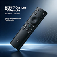 Télécommande vocale BLE personnalisée RCT017 avec 17 touches en silicone, en ABS écologique, logo OEM personnalisé pour lecteur vidéo, impression sur soie personnalisée