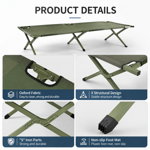 Lettino Pieghevole in Acciaio Completamente Personalizzabile, <span class=keywords><strong>Letto</strong></span> Portatile a Montaggio Rapido e Resistente con Borsa per il Trasporto per Gite di un Giorno - Product Image 3