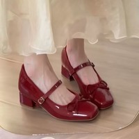 Chaussures Mary Jane à nœud pour femmes avec talon dissimulé, confortables, à talon carré, style ballerines