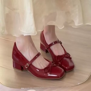 <span class=keywords><strong>Scarpe</strong></span> da Donna Mary Jane <span class=keywords><strong>con</strong></span> Fiocco e Tacco Nascosto, Comode Ballerine <span class=keywords><strong>con</strong></span> Tacco Largo - Product Image 1