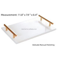 Plateau acrylique avec poignée dorée Plateaux acryliques plats en gros d'usine