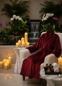 Luxuriöser Damen-Bademantel aus Langvelours, 100% Polyester, Weicher Schalkragen, Spa-Robe für Hotel und Zuhause - Product Image 2