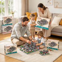 Blocs de construction en micro-particules Trois en un Jardin classique de Suzhou Architecture chinoise Jouet d'assemblage DIY