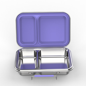 Boîte à lunch en acier inoxydable 304 à deux compartiments, couvercle en plastique, anti-fuite, pour étudiants, bento, pique-nique en plein air - Product Image 1