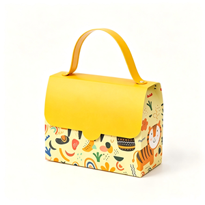 Caja de Regalo Personalizada con Patrón, Cierre de Solapa Amarilla, Cartón Resistente, Asa Cómoda para Regalos Infantiles, Caja de Regalo con Asa - Product Image 1