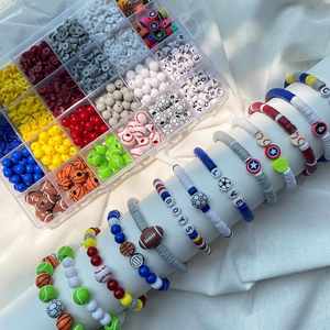 Kit de Arcilla Polimérica con Temática Deportiva, Fútbol, Baloncesto, Tenis, Cuentas con Letras del Alfabeto, Juego de Cuentas Heishi para Hacer Pulseras - Product Image 2