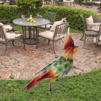 Ventes en gros d'oiseaux décoratifs de jardin en métal durable Happy Aviary, Joyhalo rustique, oiseaux artificiels à capteur chantant, ornements de jardin