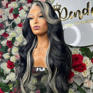 Heavy Density HD 13x6 peluca frontal de encaje Onda natural 5*5 cierre recto sin cola 100% pelucas de <span class=keywords><strong>cabello</strong></span> humano Ombre Negro <span class=keywords><strong>Plata</strong></span> - Product Image 3
