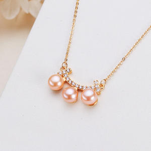 Collier en argent simple en gros de Zhuji avec pendentif en perle d'eau douce ronde, version coréenne - Product Image 4