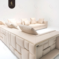 Canapé de salon design de luxe personnalisé moderne en cuir véritable blanc de riz canapé modulaire unique ensemble de canapé sectionnel à trois places