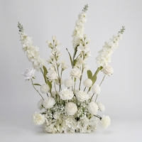 Centres de table de mariage en roses blanches au toucher réel, arrangement floral artificiel blanc et vert, décoration de la maison, décoration de table de mariage