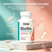 Biotine 10000mcg avec Folate Collagène Marin Cheveux Peau Ongles Femme 120