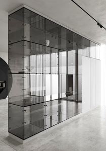 Gabinetes de Cocina de Diseño Único en Vidrio y Cuero con Isla de Mármol para Villa, Multifuncionales, Personalizables, en Oferta - Product Image 5