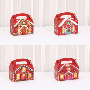 صندوق تغليف طعام ورقي بمقبض على شكل منزل لعيد الميلاد - علبة هدايا للحلوى والكعك والشوكولاتة لحفلات عيد الميلاد ورأس السنة الجديدة - Product Image 3