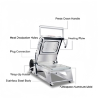 Nieuwe model handmatige heatseal machine voor tray lunchboxen, voedselblikken, bekers en papiermaterialen verpakkingen - tafelmodel voedselverzegelaar
