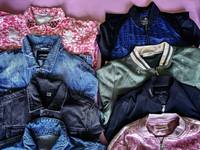 DH11 Vêtements d'hiver vintage de qualité AA, en gros, vestes, pulls, uniformes de baseball en jean, couleurs mélangées, en balles