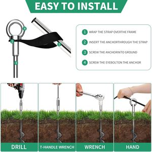 Ensemble d'ancres au sol en acier inoxydable Eda, boulons spirales M12, matériel de fixation pour tentes et trampolines, résistance à la cisaillement de 5000 lb - Product Image 4