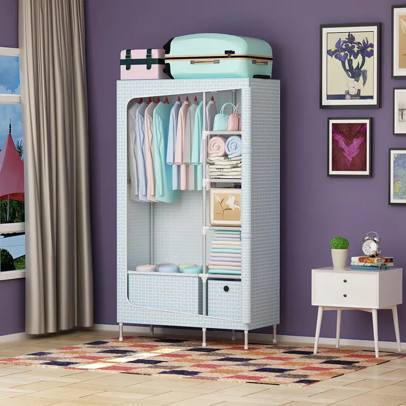 New Design Simple Kids Cabinets Walkin Wardrobe Portable Closet Organizer with Drawer