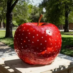 Scultura da Giardino per Esterni, Grande Statua di Frutta in Fibra di Vetro e Resina, Mela Astratta con Graffiti, per Decorazione - Product Image 2
