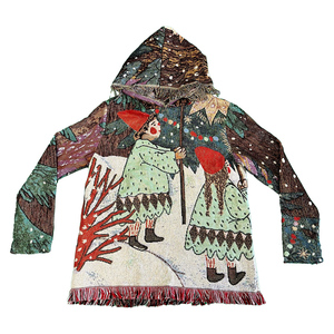 Sudadera con Capucha de Tapiz Tejido Personalizado del Fabricante Poleron, Sudadera con Capucha de Primavera de Poliéster/Algodón con Diseño de Tapiz Rodman - Product Image 2