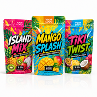 Sachet Mylar Personnalisé ZA Pack Fruits Tropicaux – Pochette Autoportante Couleurs Vives pour Mangue, Ananas, Noix de Coco, Bonbons et Snacks